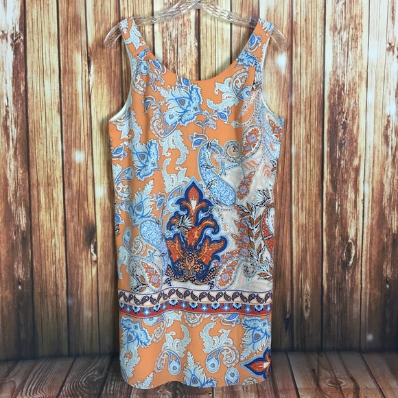 Lila Rose Spring Paisley Filigree Ornate Busy Allover Print Shift Dress Size 4 - Picture 2 of 6